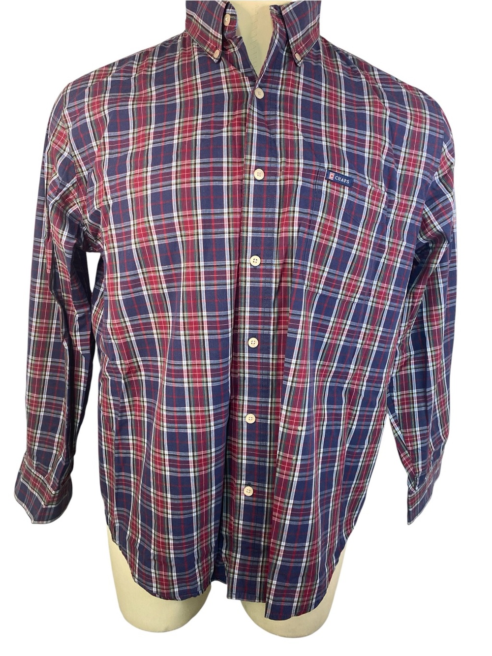 Chaps Red & Blue Plaid Button-Down Shirt Men’s XL